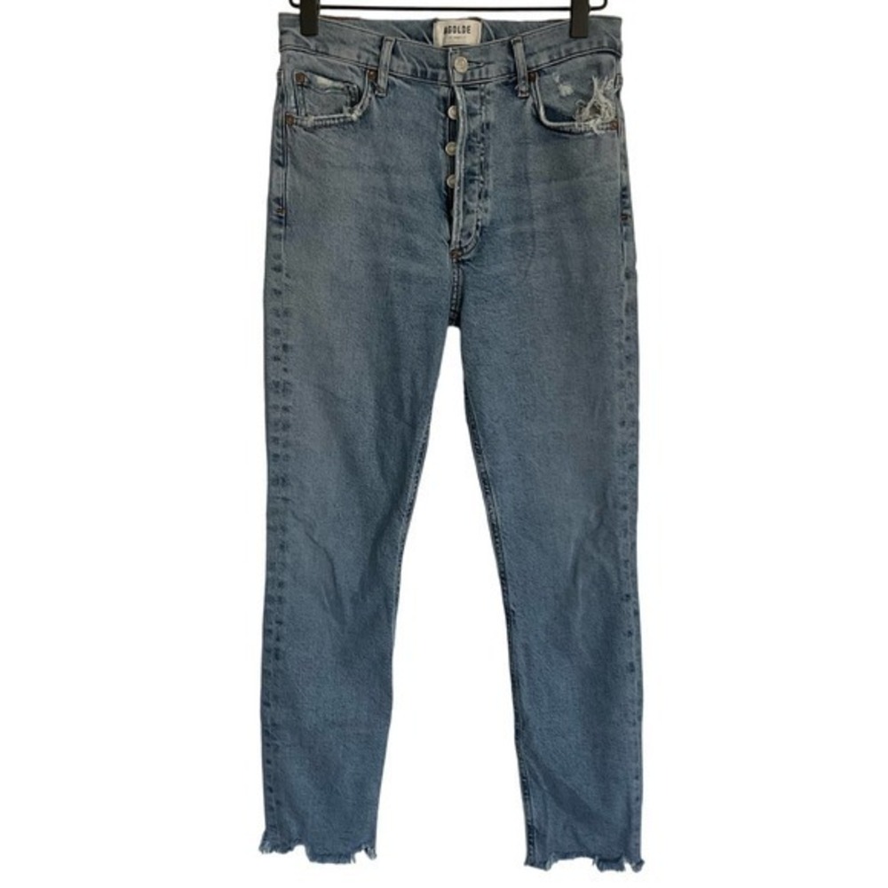 AGOLDE Crop Distressed High Rise Slim Straight Button‎ Jeans Pants Sz 26